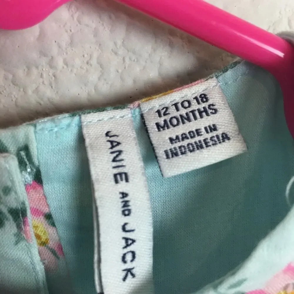 Janie & Jack Green Floral Layered Romper 12 to 18 Months